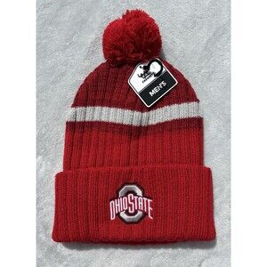 OSU Ohio State Unisex Pompom Beanie Hat Toque Red And Gray Knit College Football